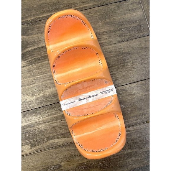 Tommy Bahama Other - Tommy Bahama Taco Holder  Orange Crackle Rustic Melamine Set of 2 Taco Holders